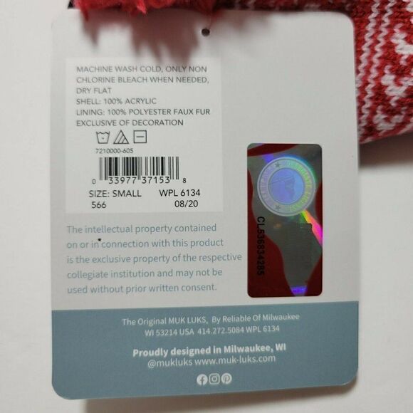 MUK LUKS Slipper Socks Indiana University Hoosiers Small Womens Sz 6-8 Mens 5-7 - Picture 11 of 11
